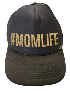 ✨ Mother Trucker & Co. #MOMLIFE Black & Gold Glitter Mesh Trucker Hat